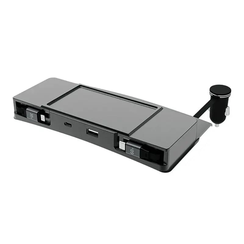 Retractable Cable USB Hub For Tesla Model Y 2020-2024 Model 3 2020-2023 Center Console Fast Docking Station-N32R
