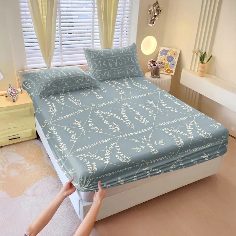 Lattice Floral Print Fitted Sheet Set Bed Sheet Set Bedding Set No Fillers Stretch Soft Pastel Bedroom Floral Bedding Decor