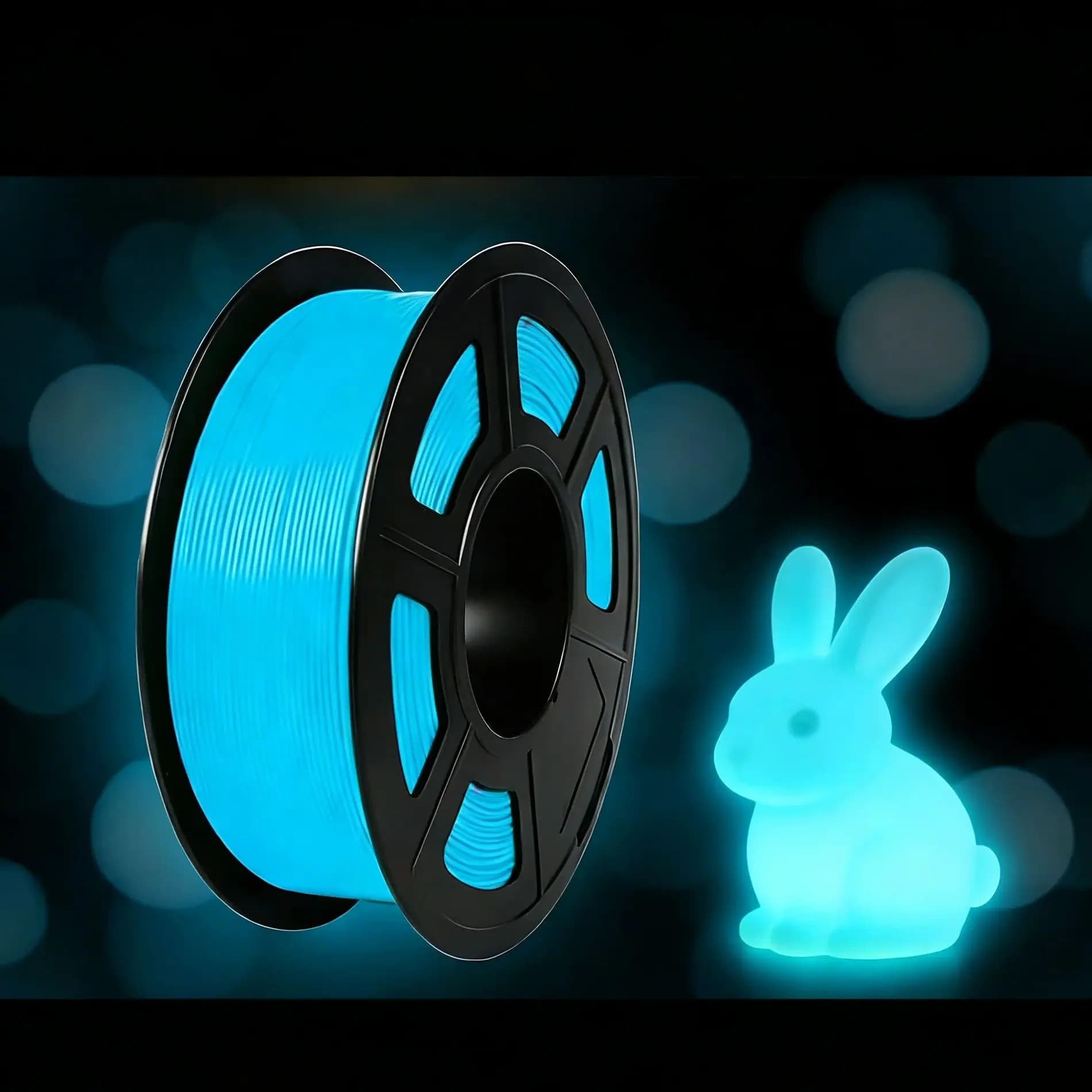 3D Printer Filament PLA luminescent in the dark, 1,75 mm bundle, dimensional accuracy +/- 0.03 mm, blue, 250 g