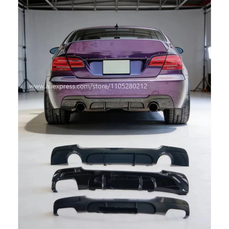 Diffusore Posteriore in Fibra di Carbonio Compatibile con BMW Serie 3 E90/E92/E93 2005-2013, Spoiler Posteriore M Sport, Modifica del Paraurti