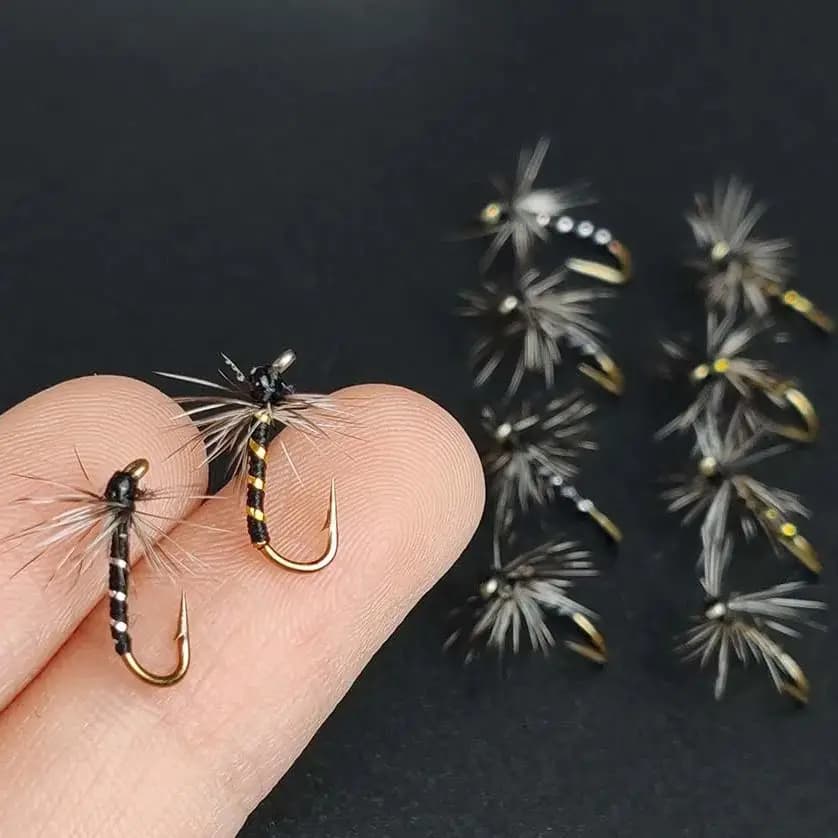 5/10 pezzi con scatola Griffith Midges Bait - Dimensioni # 14 | Esca per pesca a mosca | Mosche secche | Pesca alla trota/prezzo