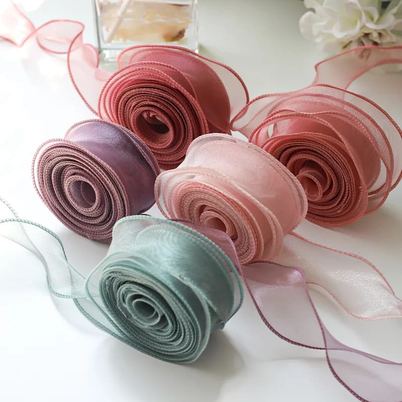 10Yards/Roll Chiffon nastro di seta Organza raso per fai da te confezione regalo decorazione mazzi di nozze ghirlanda forniture per cucire