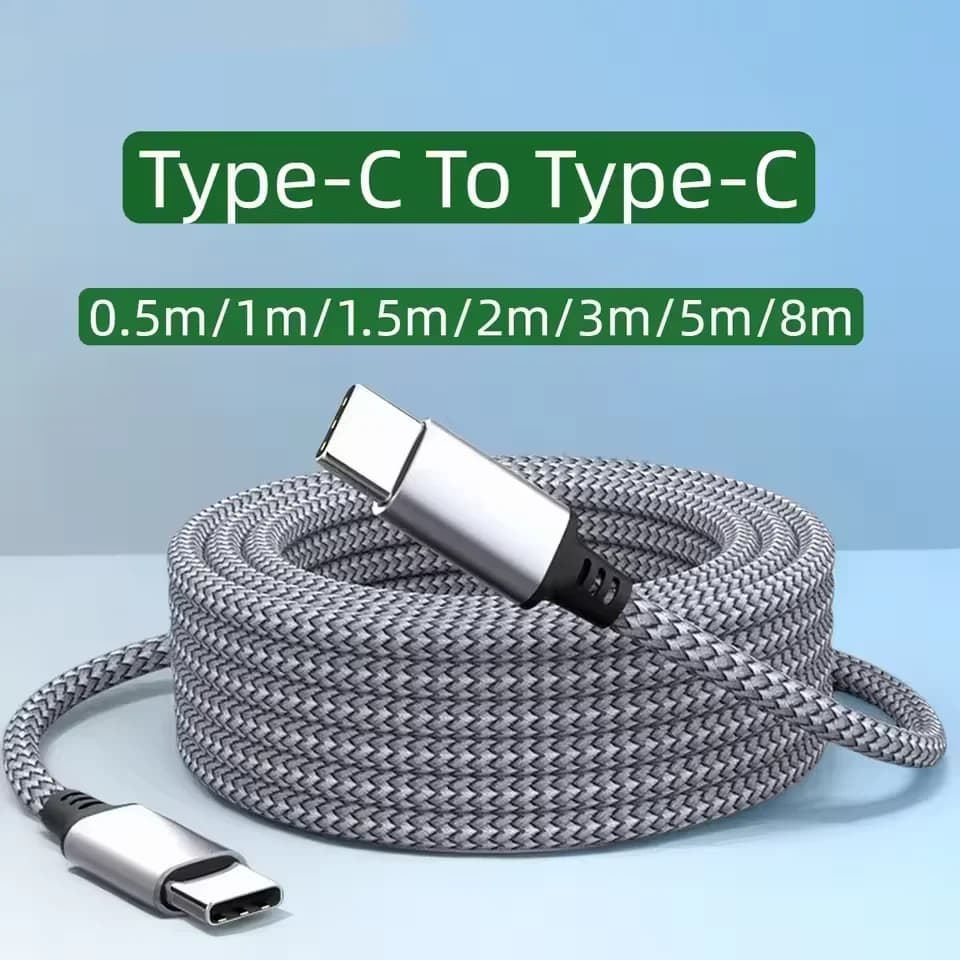60W USB-C USB-C Quick Charging Cable, Connected Data Cable in Nylon Type-C 1M/2M/3M/5M/8M for iPhone Samsung Xiaomi MacBook