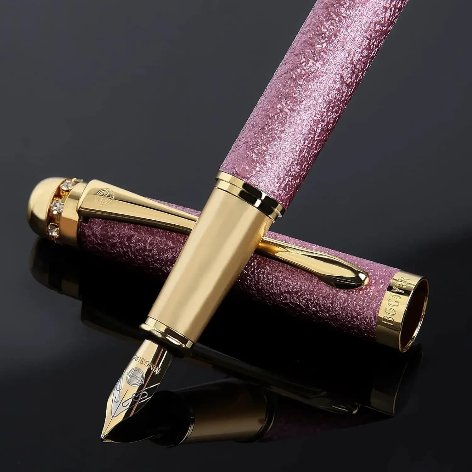 Luxury Rhinestone Fountain Pen Set with Ink Cartridges & Converter, Fine Nib, Smooth Writing, Gift for Office & Calligraphy