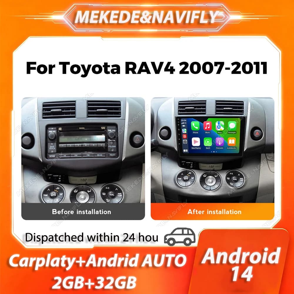 MEKEDE 2 Din Carplay For Toyota RAV4 Rav 4 2005-2013 Android 14 Car Radio GPS BT autoradio Stereo Intelligent Car audio system