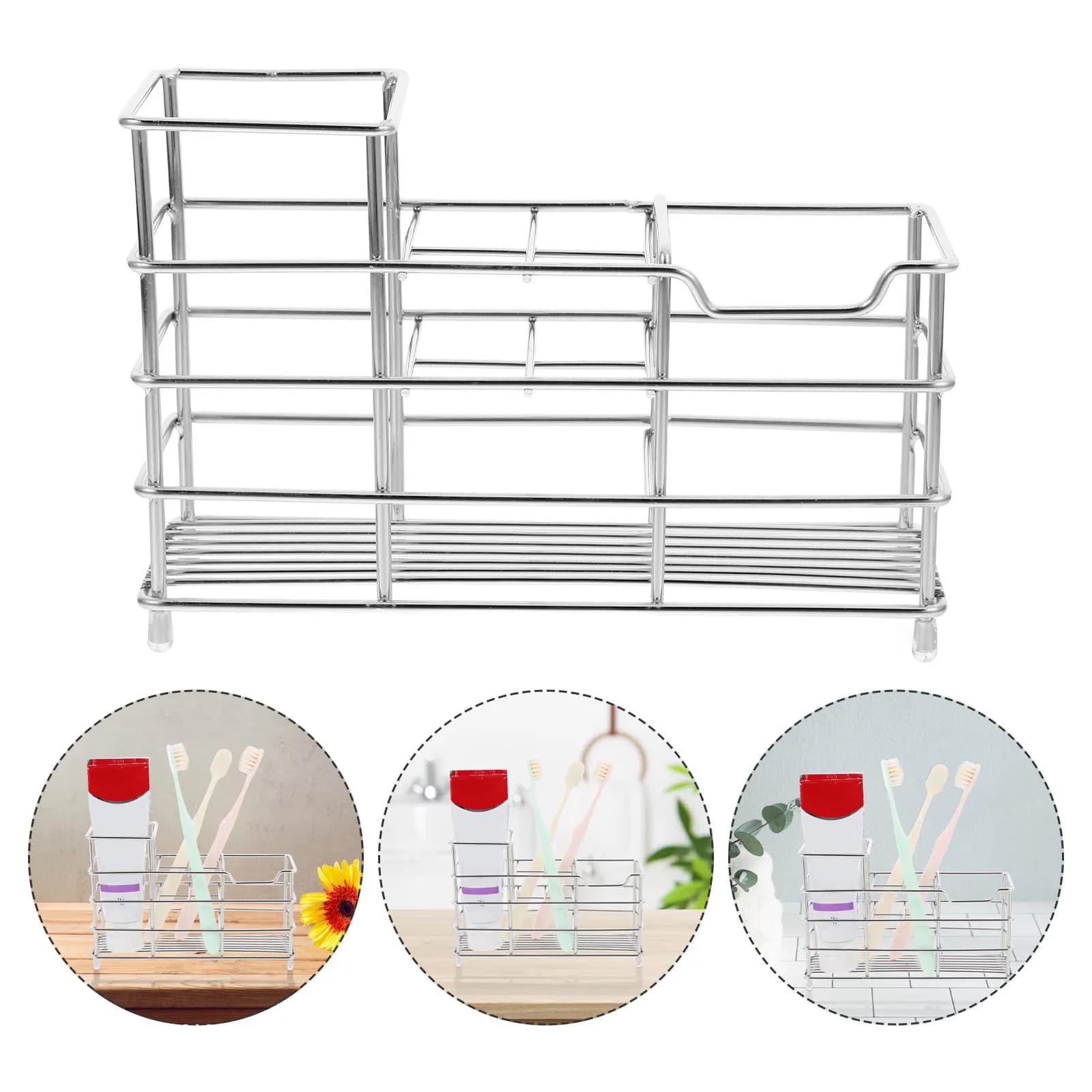 Stainless Steel Toothbrush Holder Toothpaste Rack Bathroom Organizer for Toothbrushes Toothpaste Lotion Makeup Electric