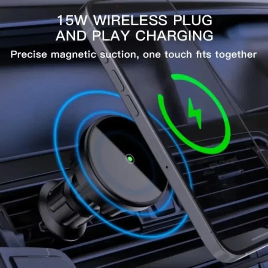 Supporto Magnetico per Telefono da Auto con Ricarica Wireless per Bocchette d'Aria, Compatibile con Magsafe iPhone 17 16 15 14 13 12 Pro Max, Staffa per Ricarica Rapida