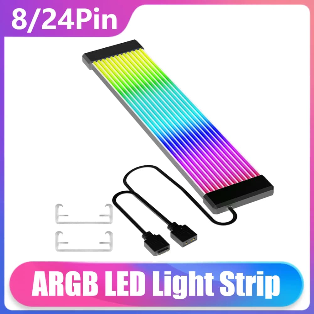 RGB GPU Cable RGB LED Light Strip Bar 8Pin 24Pin ARGB Motherboard Power Extension Cable RGB LED Light GPU Video Card Cables Case