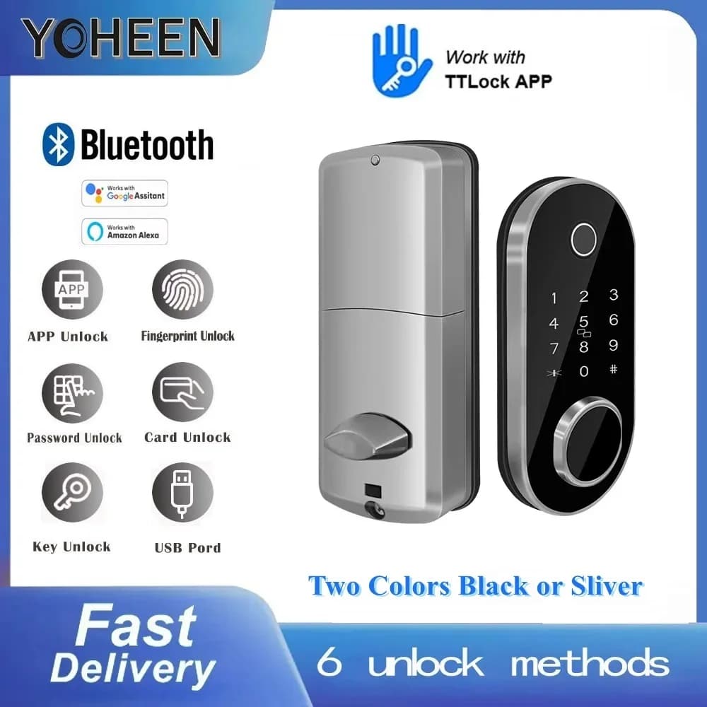 Impermeabile TTlock Fingerprint Smart Lock Bluetooth App Password Key Card Nfc Phone Unlock serratura digitale per la casa Single60/70