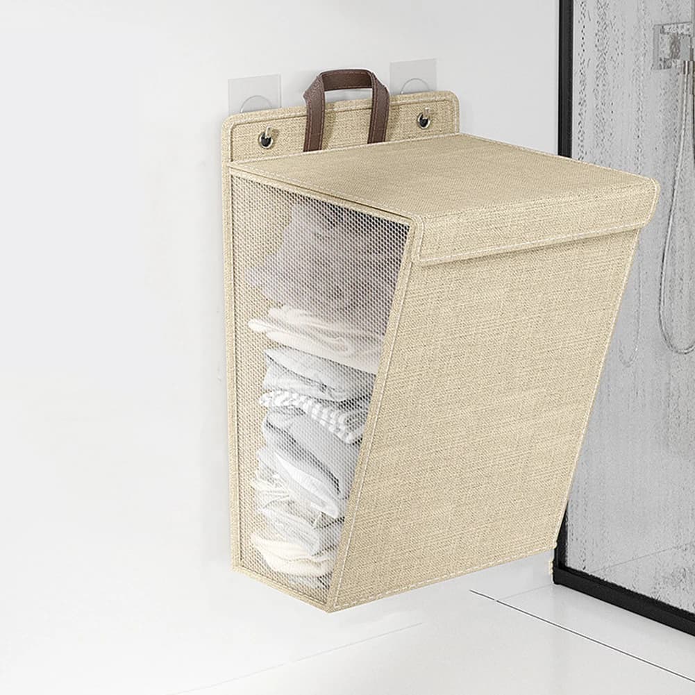 Hanging Laundry Basket Space-Saving Clothes Dolls Storage Bag Folding Closet Organizer Dirty Clothes Basket for Bathroom Bedroom