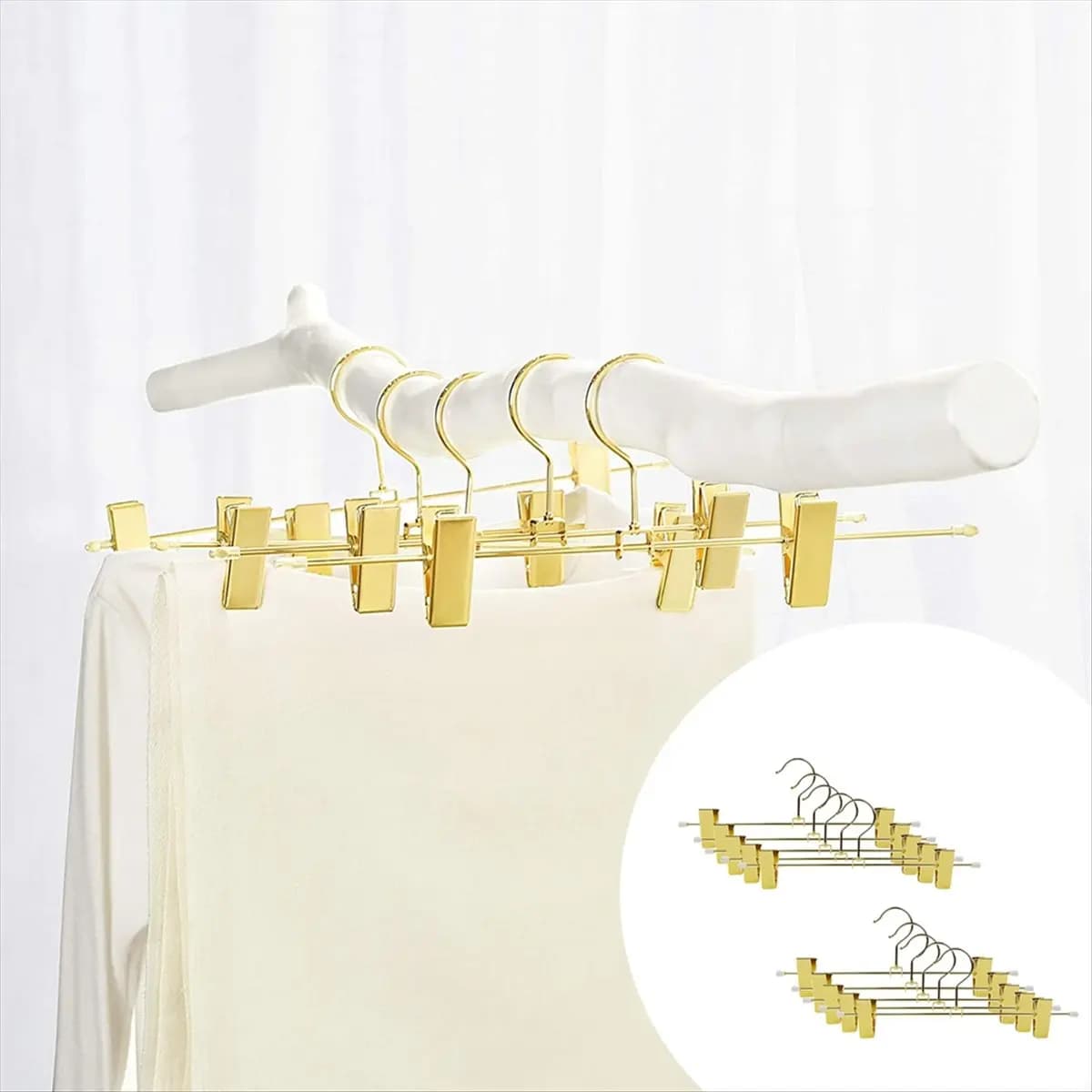 ABZJ 10 Pezzi Appendiabiti per Pantaloni in Metallo da 30,5 cm con 2 Clip Antiscivolo per Abbigliamento, Gonne, Pantaloni, Biancheria Intima