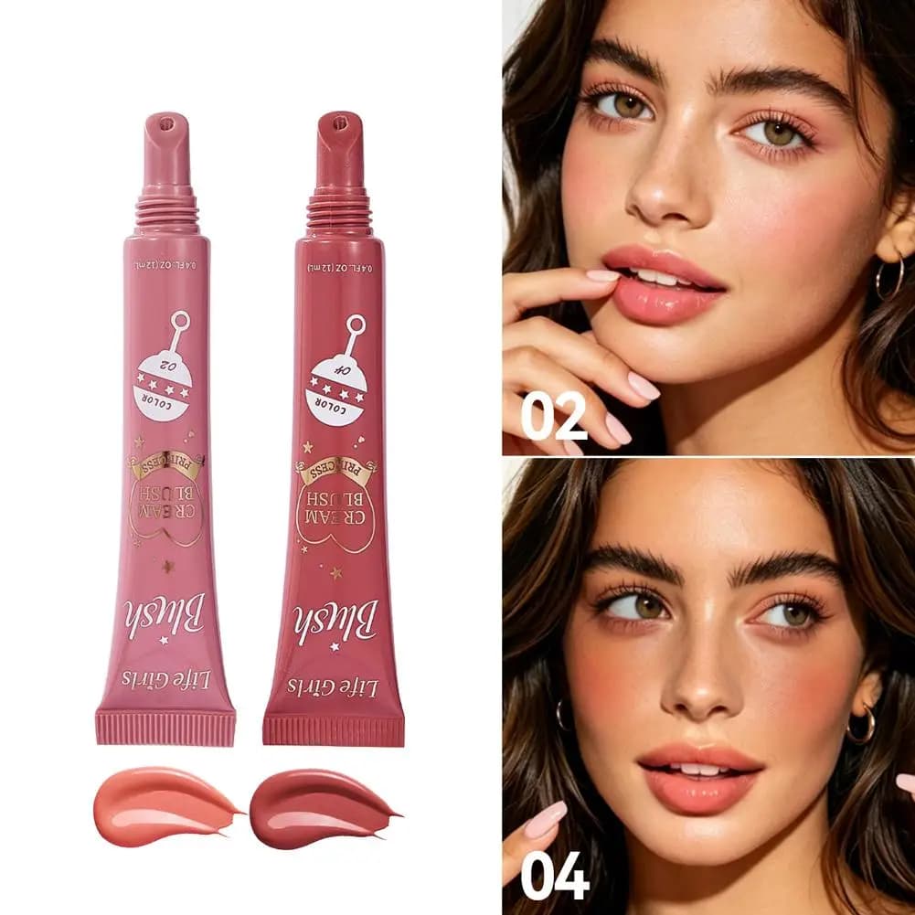 2 in 1 Liquid Cream Blush Eyeshadow Long Lasting Natural Cheek Rouge Tint Waterproof Face Makeup