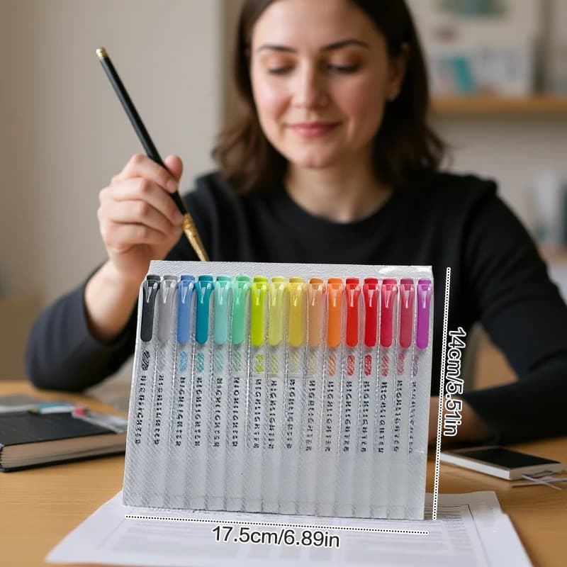 Set di evidenziatori a doppia testa da 15 colori Set di pennarelli da disegno fluorescenti Evidenziatori Penne Art Cancelleria pastello carina giapponese