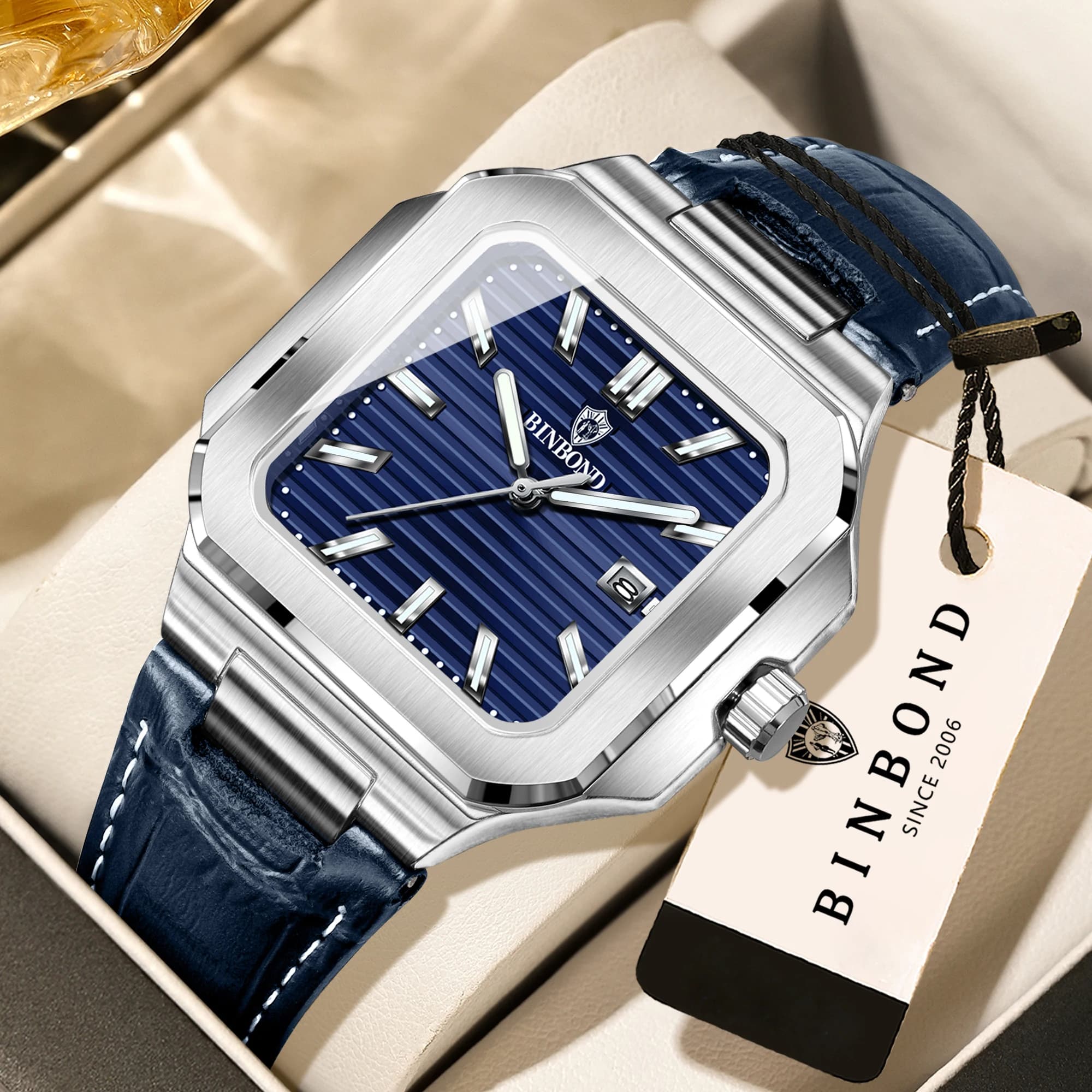 Orologi da polso al quarzo di lusso BINBOND, luminosi, impermeabili, con datario automatico e indicazione della settimana, orologio da uomo, business, sport, moda, casual, reloj