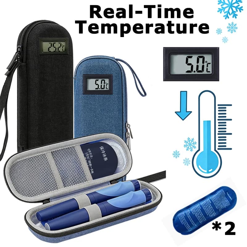 Borsa Termica per Insulina da Viaggio Impermeabile con Display Termometro, Organizer Portatile per Medicinali per Diabetici
