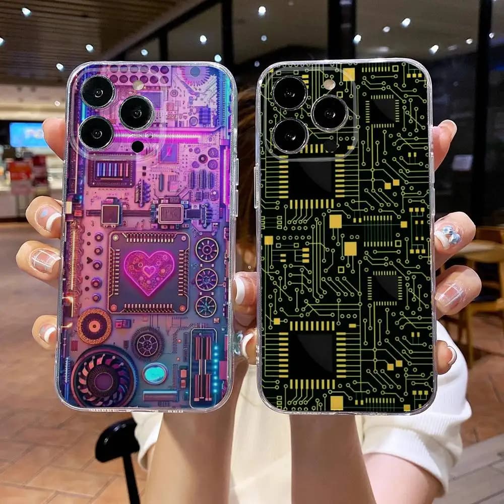 Circuit Phone Case For iPhone 17 16e 16 15 14 13 12 11mini Pro Max X XR XSMAX 8 7 Air Plus Soft Cover