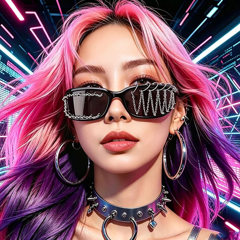 New Fashionable Handmade Punk Rivet Chain Dark Gothic Decorative Glasses Nightclub Men Women Y2K Gothic Popular Hip Hop Eyewears