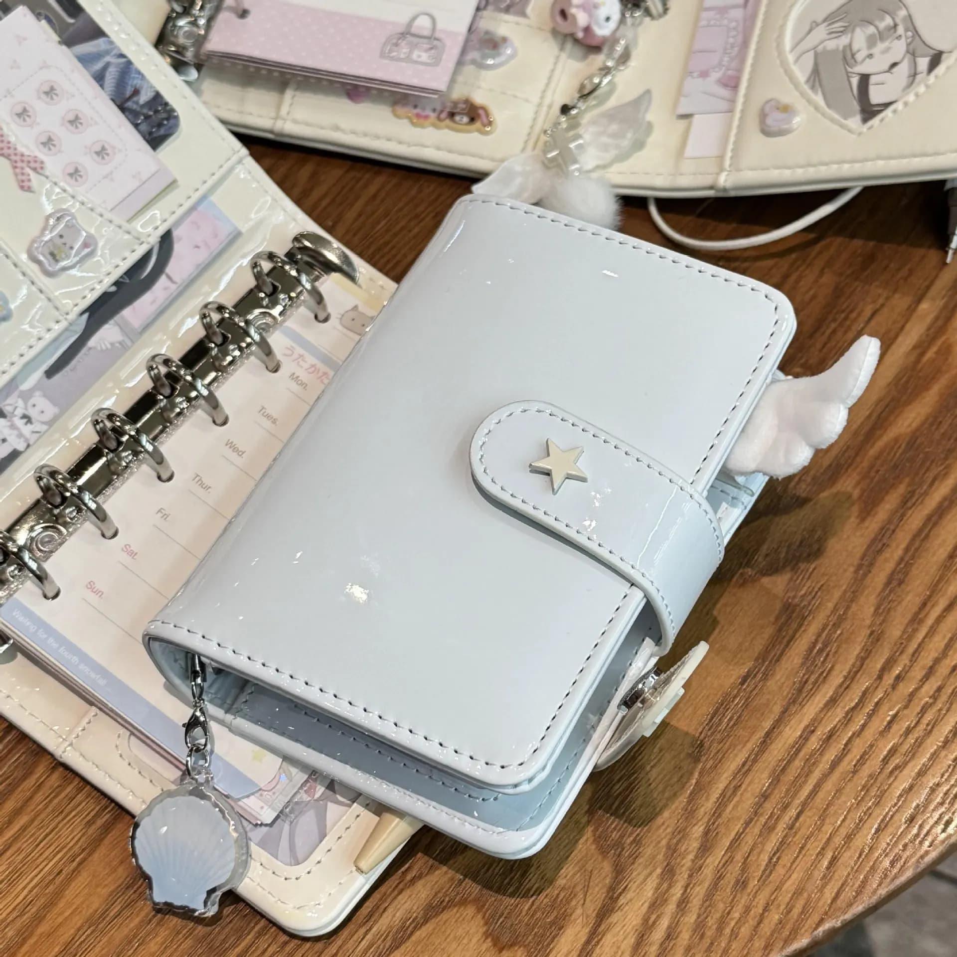 Star M5 BinderGlossy Patent Leather BinderHigh-Value Planner, Check-in Record Schedule Notebook Stationery