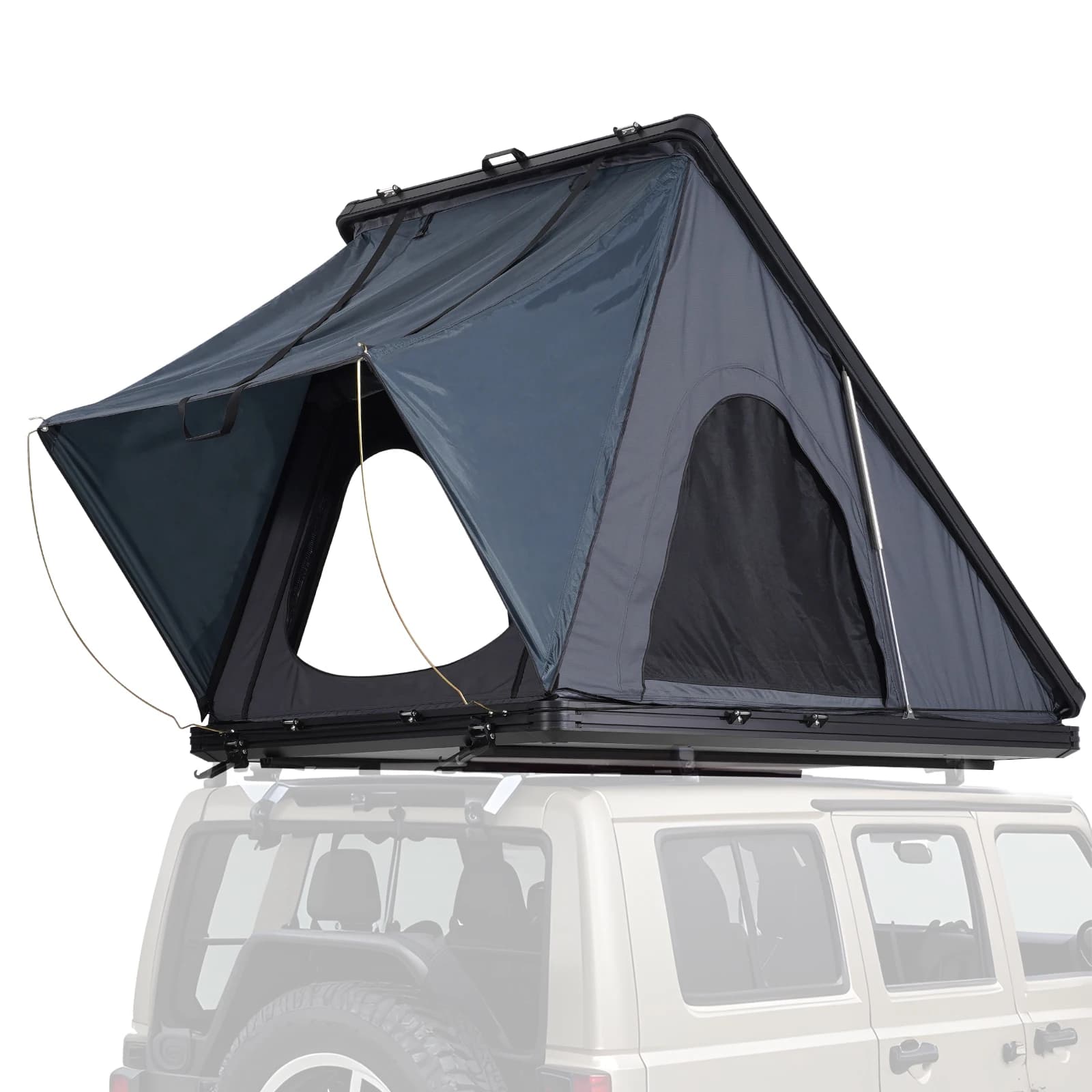 Tenda da Tetto Rigida per Esterni con Scala Telescopica, Materasso Spesso, Impermeabile e Antivento per Campeggio su Veicoli
