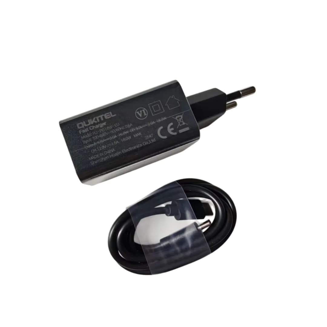 Nuovo originale Oukitel WP23 Adattatore CA per telefono cellulare da 6,52 pollici Caricatore da viaggio Adattatore spina UE + Cavo USB Linea dati
