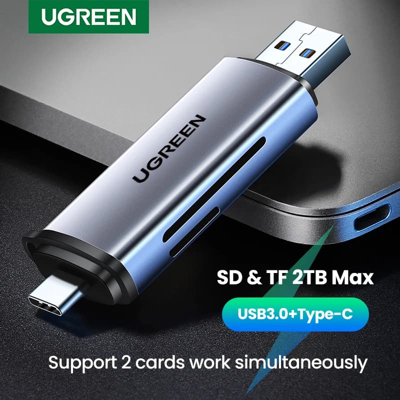 Lettore di schede UGREEN USB3.0 e da USB C a SD MicroSD TF Thunderbolt 3 per accessori per Laptop per PC adattatore per scheda SD Cardreader di memoria intelligente