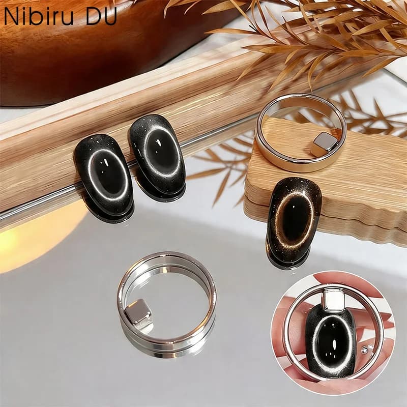 Strumento Ausiliario Magnetico a Forma di Anello per Effetto Occhio di Gatto, Compatibile con Magneti per Unghie, per Creare Effetti Occhio di Gatto su Gel per Unghie, Strumento Fai-da-Te