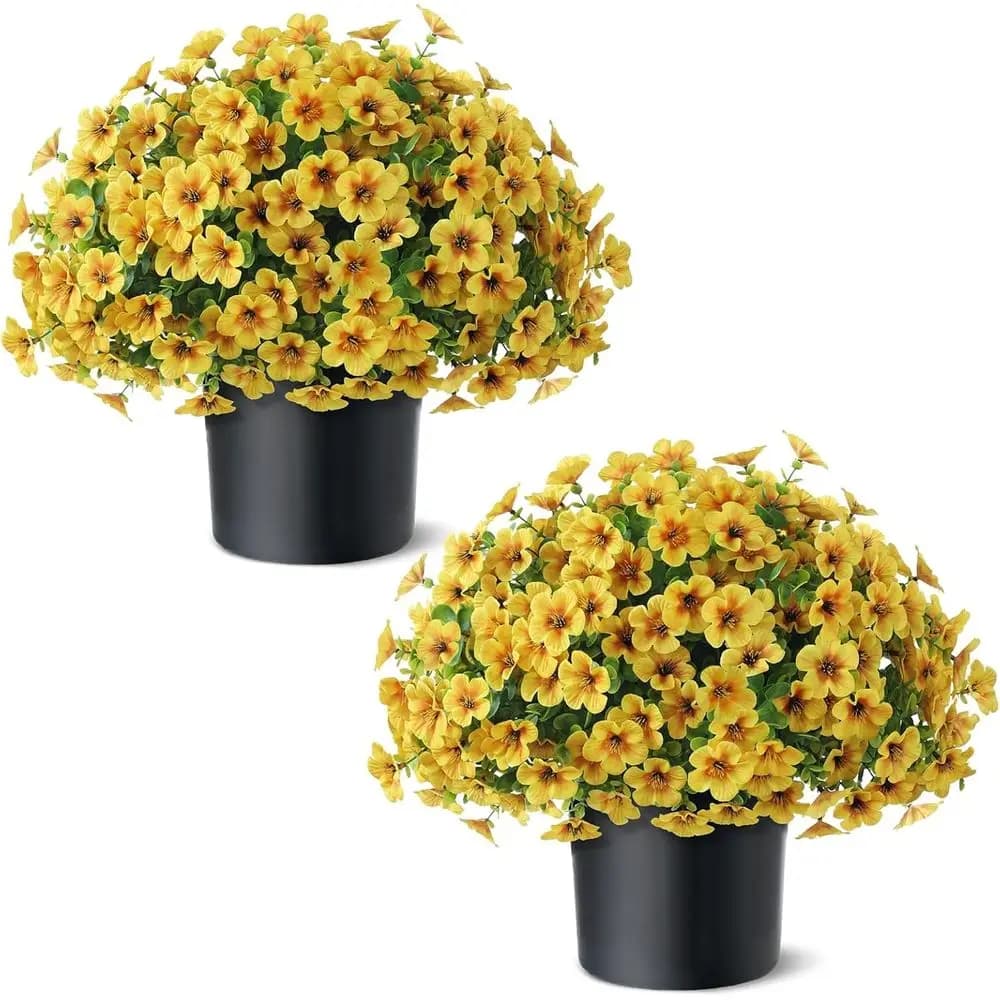 2 Artificial Trees Resistant to UV rays of Glicine and Eucalyptus - Plants in Silk in Exterior Vase, Doors, Courtyards, Gardens