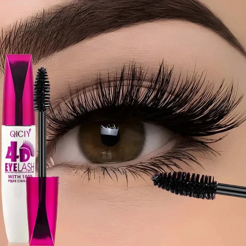 Black 4D Mascara Long-Term Waterproof, Dust Resistant, For Extension Eyelashes and Natural Effect Wrinkling, Quick Application Moisturizing Eye Makeup