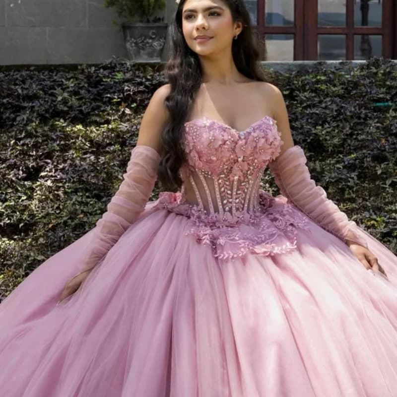 Abiti Quinceanera rosa personalizzati con spalle scoperte Pizzo Glitter applique cristallo Ruffle fiore Tull Vestido De 15 Quinceanera