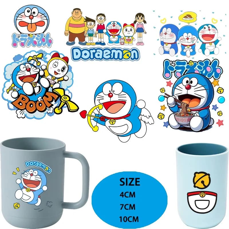 Doraemons 3D Cartoon Transfer Sticker DTF UV Waterproof Stickers Suitable for Water Bottles Lunch Box Washable DIY Wraps Gifts