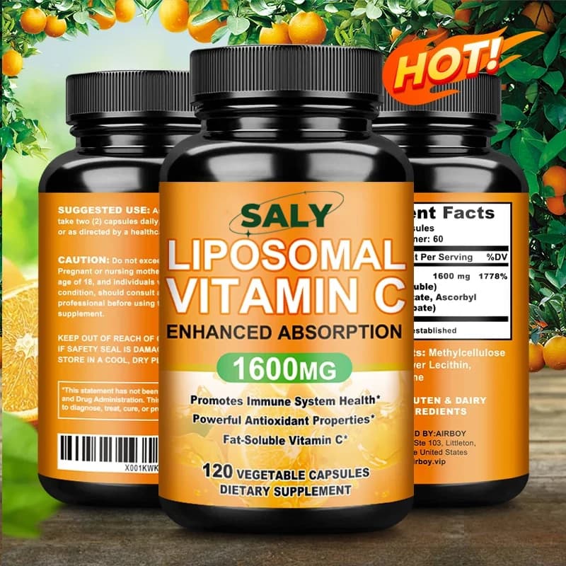 Vitamina C Liposomiale 1600mg - Favorisce la Produzione di Collagene, Supporto Immunitario, Potente Antiossidante