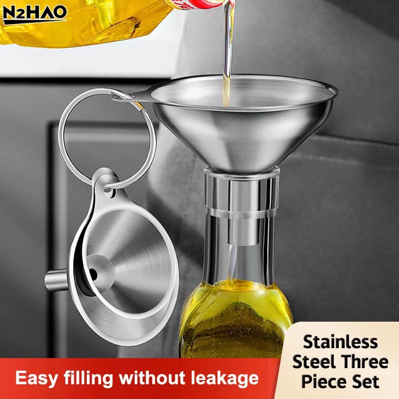 3/4/5pcs/set Stainless Steel Kitchen Funnels Food Grade Metal Funnels For Filling Bottles Small Funnels For Essential Oil Spices