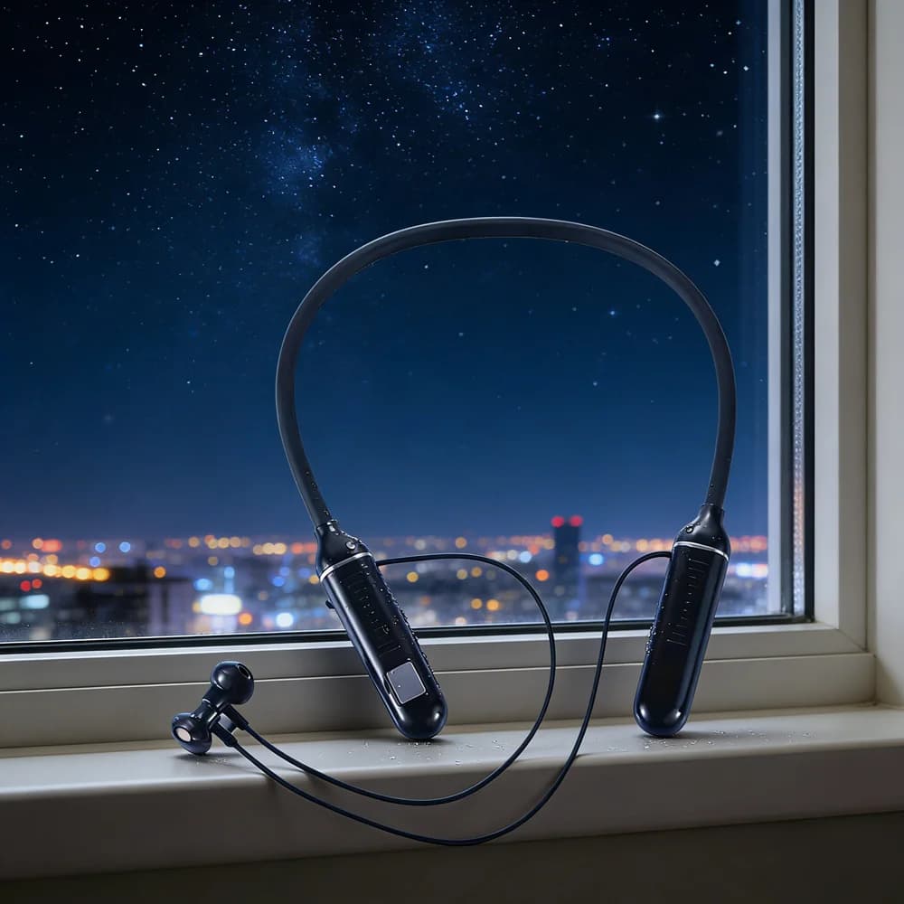 HIFI Sports Headphones with Neck Headset Bluetooth Battery Display Wireless Microphone TWS Stereo Headphones TF Card Holder
