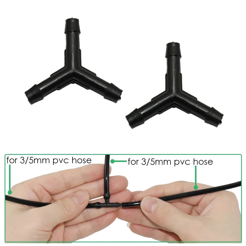 50 Pezzi Connettori a Y a 3 Vie per Tubi da 4/7mm e 16mm, Giunti Multi-Arborescenti per Sistemi di Irrigazione a Goccia per Giardino, Prato e Agricoltura