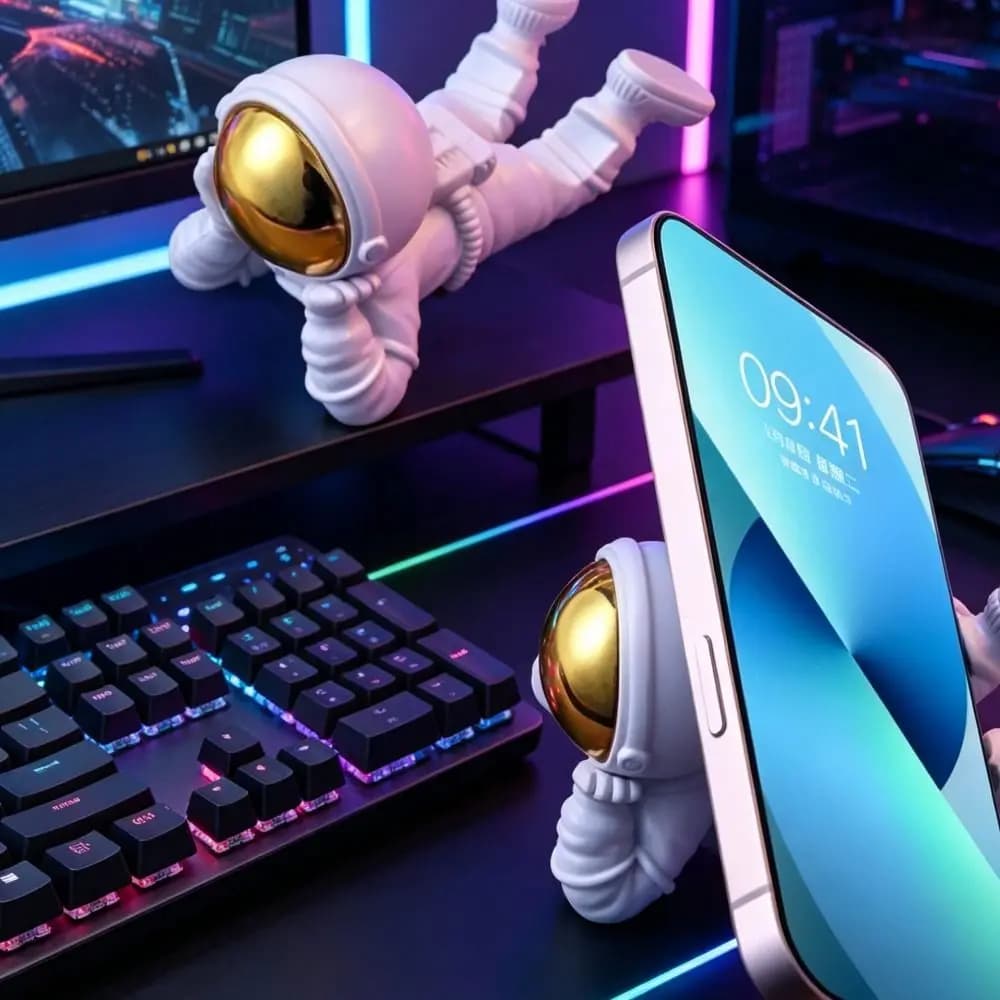 Simpatico Organizzatore da Scrivania, Decorazione Astronauta da Tavolo, Supporto per Telefono a Forma di Astronauta, Artigianato Decorativo per Ufficio