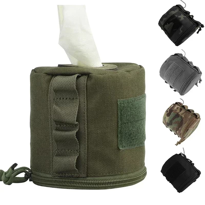 Borsa tattica portatile in rotolo di carta igienica Custodia Molle Porta carta velina da escursionismo Borse per attrezzi da escursionismo all'aperto