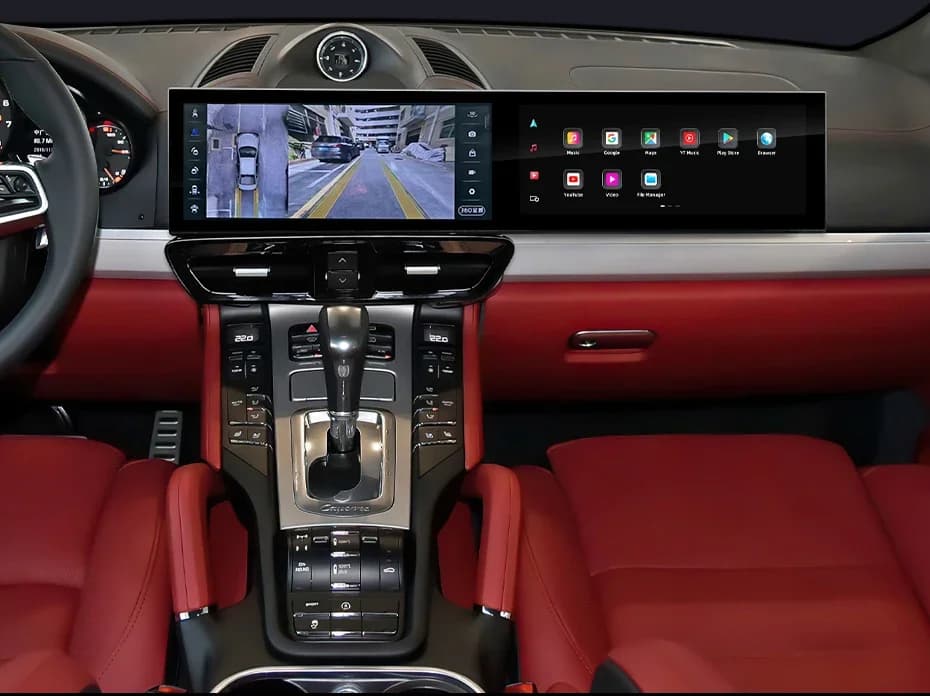 Autoradio a doppio schermo per Porsche Cayenne 2010 -2017 Lettore video multimediale interattivo aggiornato Android 13 Carplay da 12,3 pollici