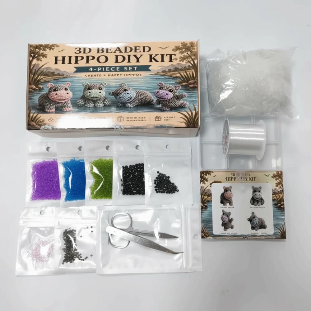 Handmade DIY Animal Bead Embroidery Kit Colorful Mini 3D Bead Pet Keychain Making Kit Educational Tiny Beadwork Art Craft Set