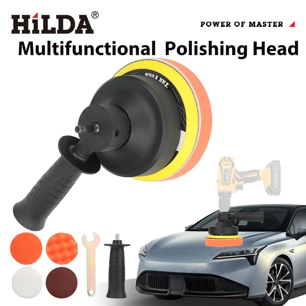 HILDA electric drill converter adapter for polishing machine with eccentric polishing tool kit with wool sponge disc for wax sanding for car