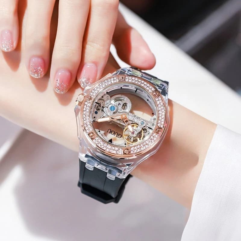 2026 Orologio da donna, orologio con strass alla moda ed elegante in stile coreano con cinturino in silicone, regalo creativo per le donne