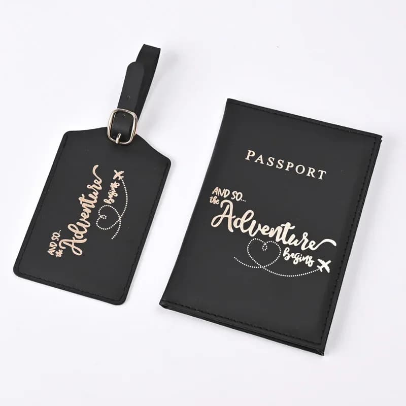 1Set Nuovo PU Lettera Stampa Custodia per passaporto Air Ticket Clip Copertine per passaporto Etichetta per bagagli ID Borsa porta carte di credito bancaria Unisex