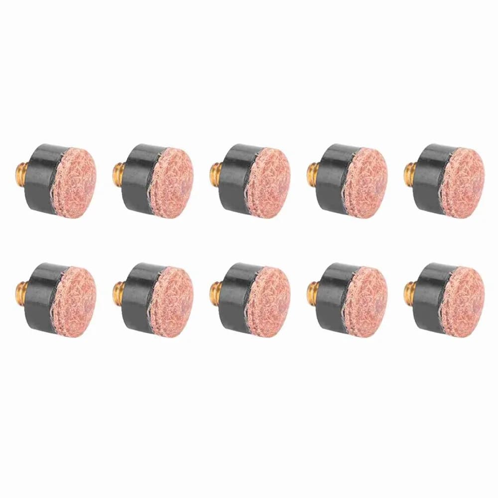 10pcs Billiard accessories Screw-in Ferrules Pool Cue Tips Leather Iron Replacement Tips Plastic Screw-on Tips Replacement Parts