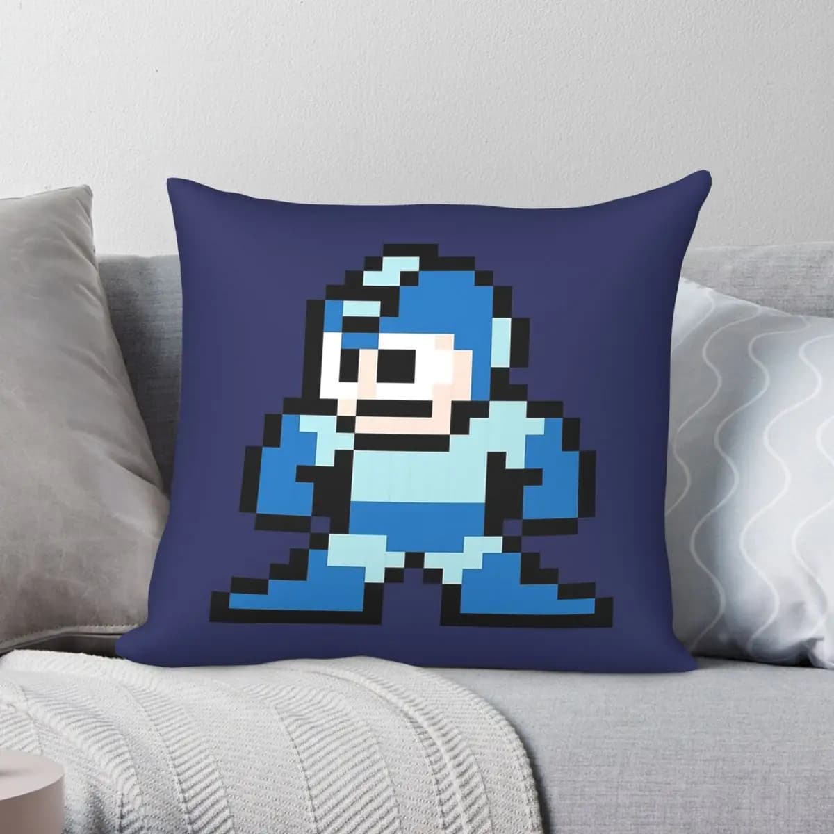 Federa per cuscino Mega Man Video Game in poliestere, lino, velluto, stampata, con cerniera, decorativa, per divano