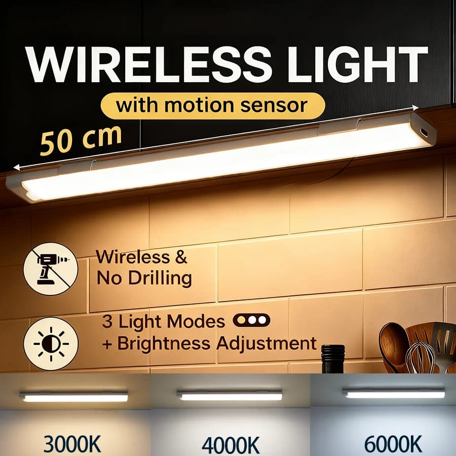 Luci per armadietti a LED senza fili Sensore di movimento Barra a LED ricaricabile magnetica per illuminazione interna per luce notturna per armadio da cucina