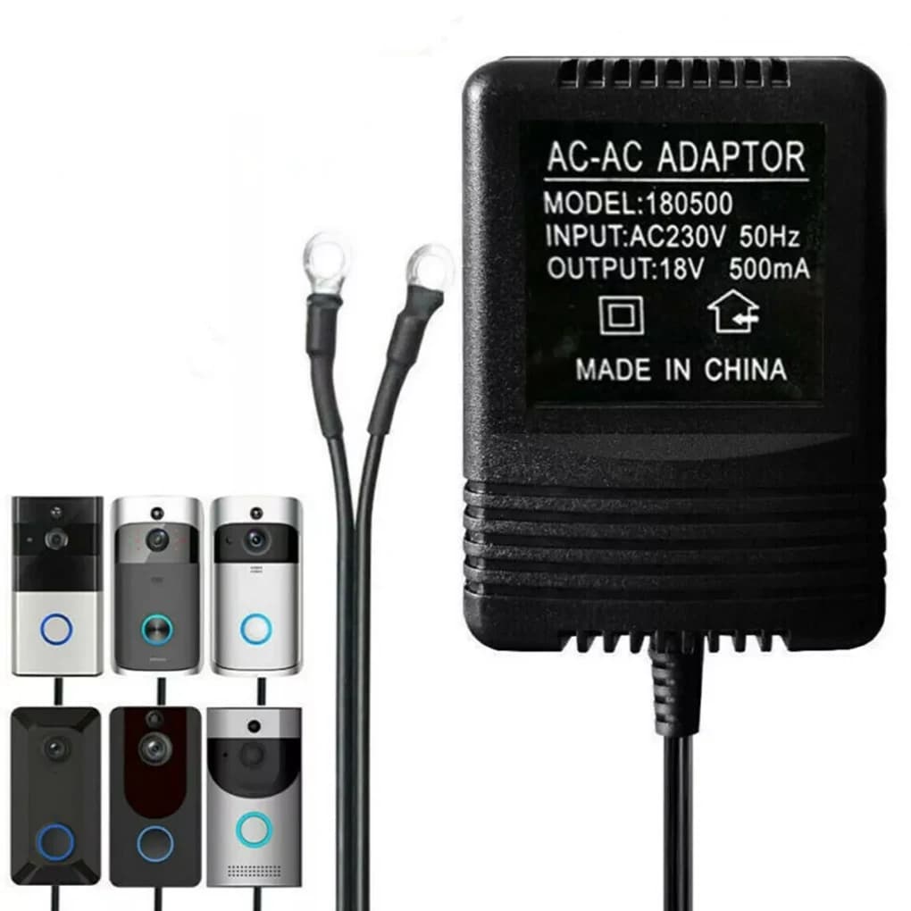 Adattatore di alimentazione per campanello, trasformatore per campanello 18V 500MA Cavo da 5M compatibile con anello videocitofono campanello Spina UE