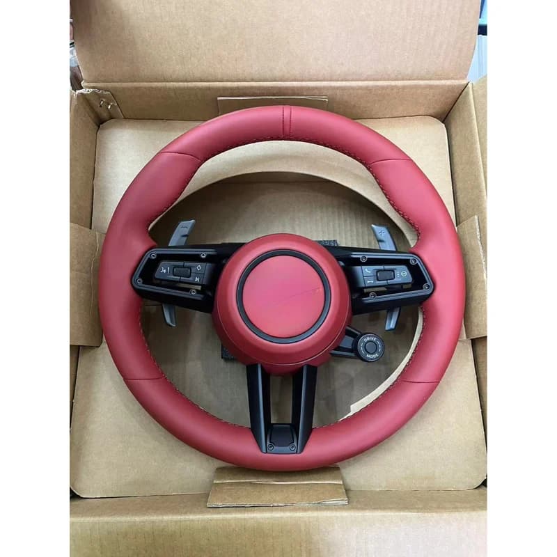 For Porsche Panamera 911 Cayenne 718 Carbon Fiber Wood Grain Multifunctional Upgraded Steering Wheel Horn Cover Decorative Cover
