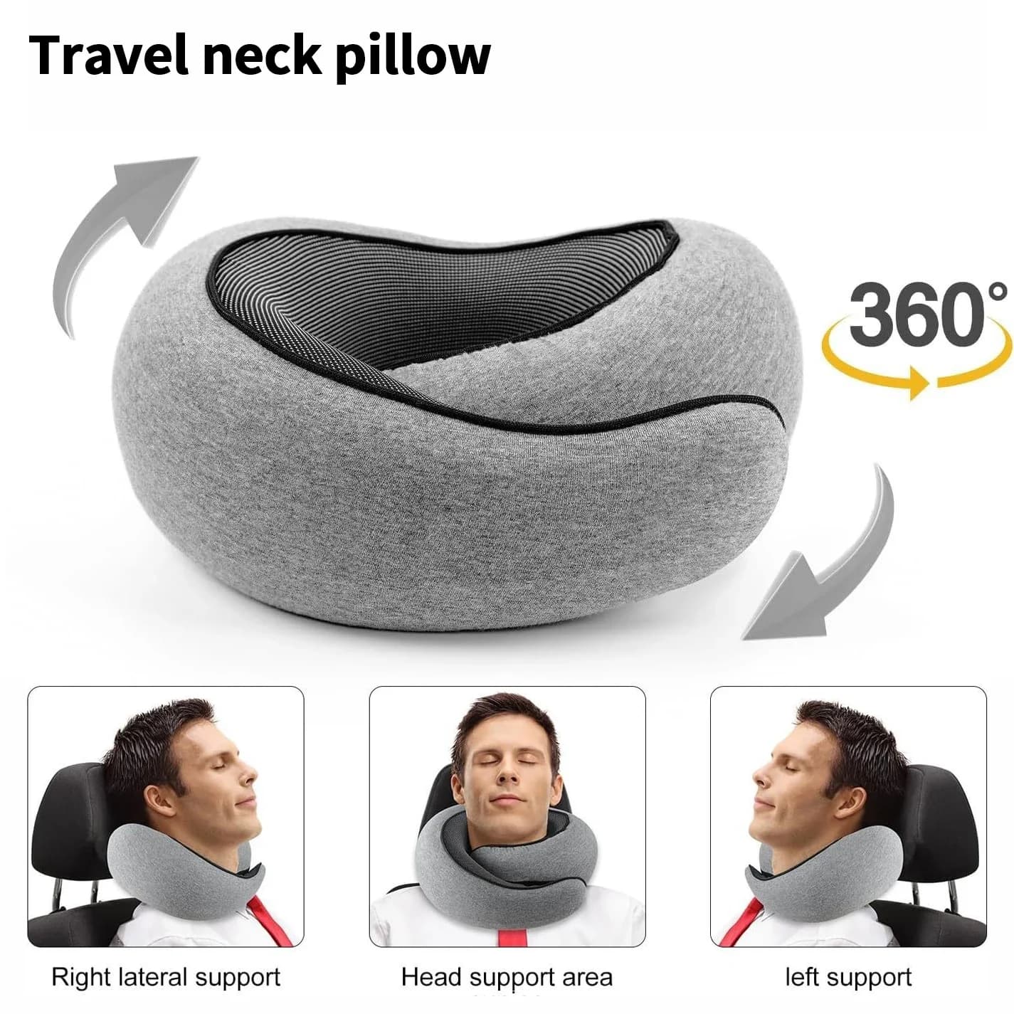 Cuscino per il collo da viaggio regolabile portatile Memory Foam Cuscino a forma di U Supporto per il collo da viaggio in stile lumaca Morbido cuscino per il sonno per la pausa dei mezzogiorno