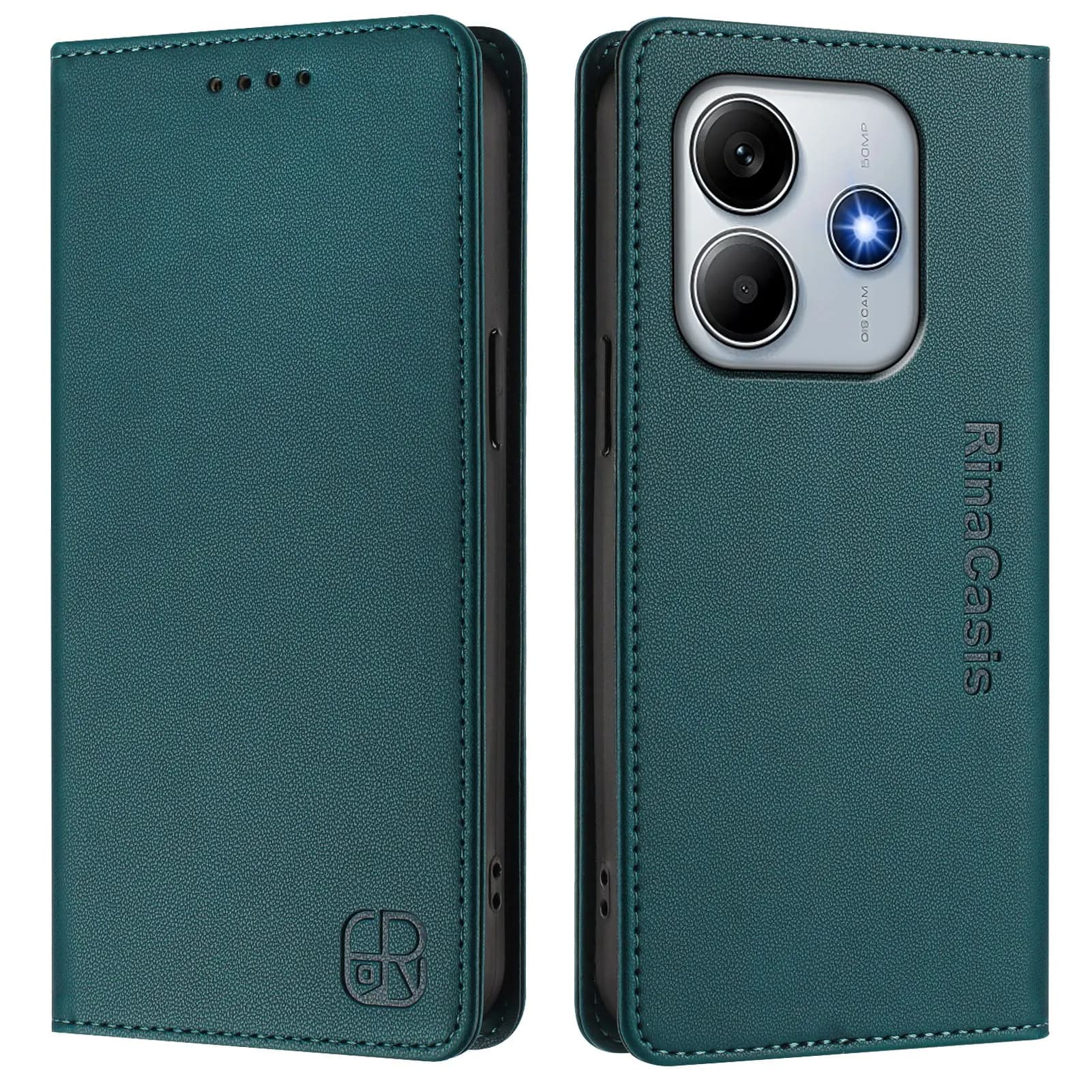 Custodia a Portafoglio in Pelle di Lusso con Blocco RFID e Slot per Carte per Xiaomi Redmi Note 15 Pro/15, Note 14 Pro/S/14, Note 10, 9 Pro/T