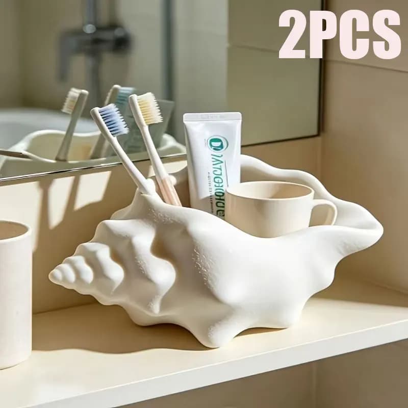Seashell Storage Box, Bathroom Container Toothbrush Holder, Multifunctional Desktop Organizer for Key Storage And Plant Pots