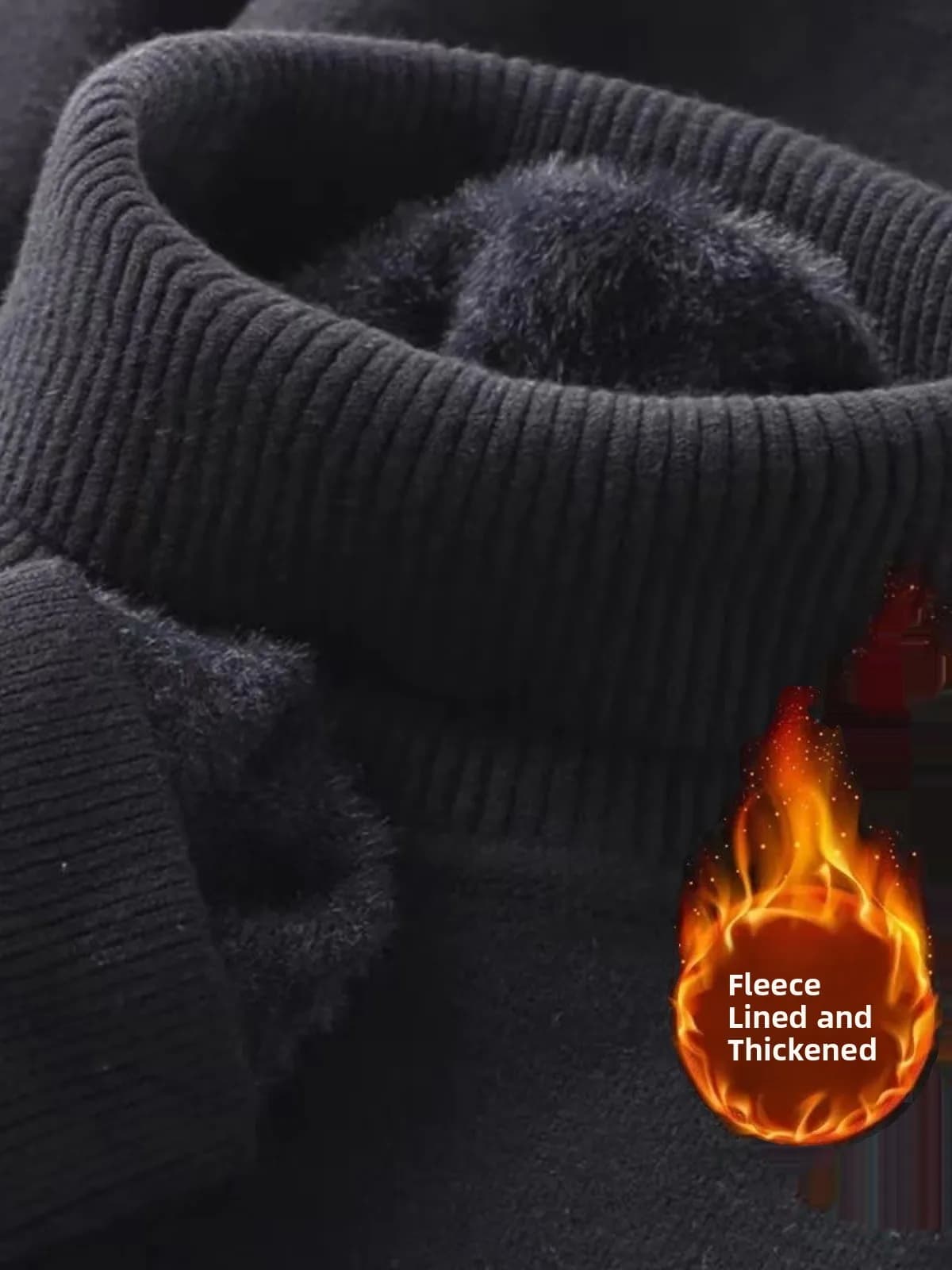 Maglione da Uomo in Maglia con Collo Alto Foderato in Pile, Maglia Base Casual Invernale a Maniche Lunghe Ispessita per Giovani